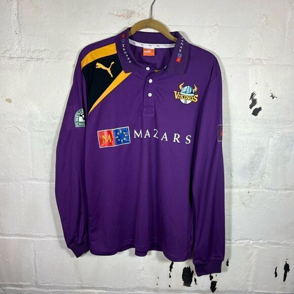 YORKSHIRE CCC VIKINGS LONG SLEEVE CRICKET SHIRT JERSEY PUMA MEN - Picture 1 of 9